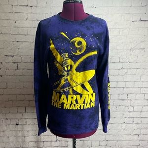 Looney Tunes long sleeve T-shirt size small purple and black w/ Marvin Martian